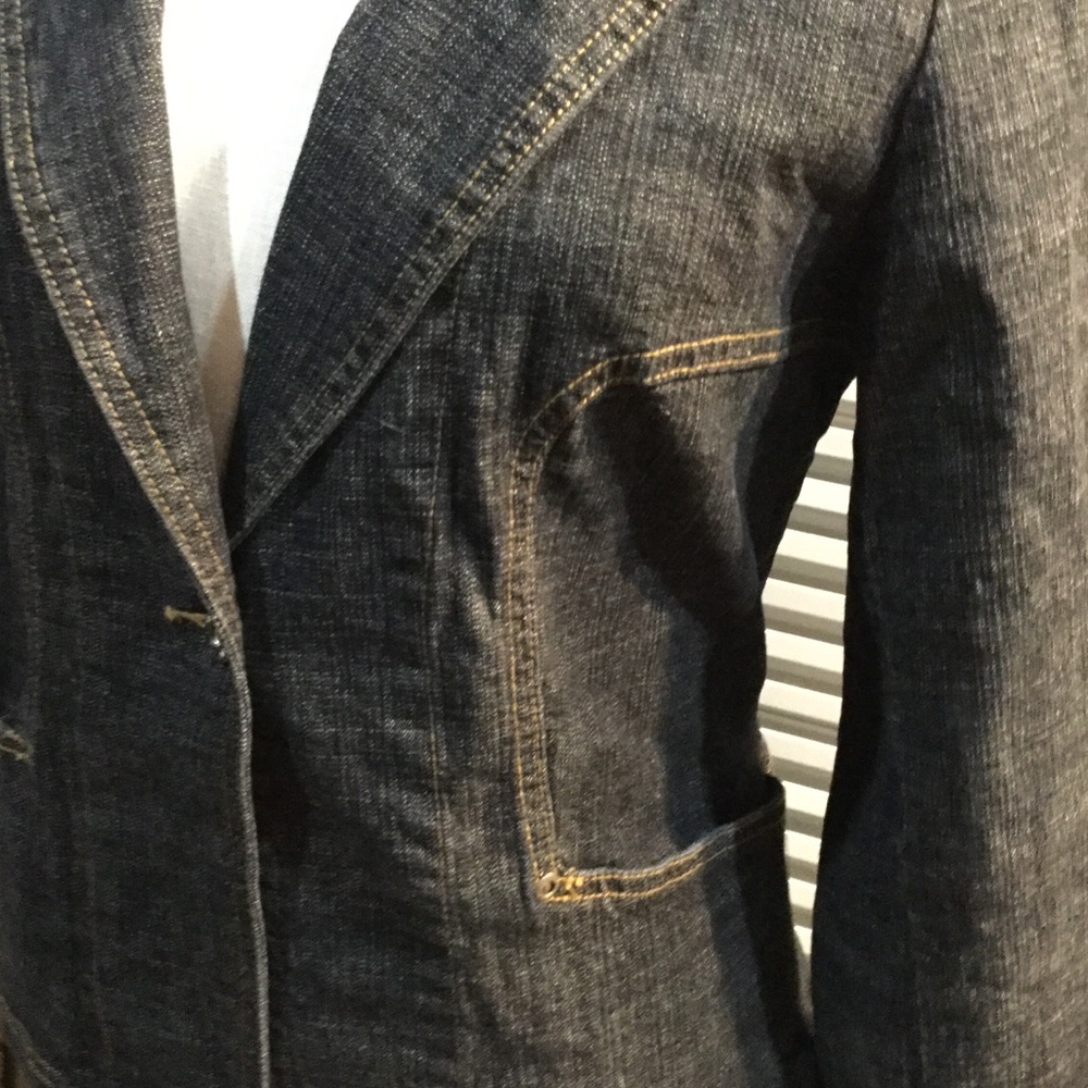 RF JEANS sz10 blazer style fitted jean jacket - Picture 2 of 5